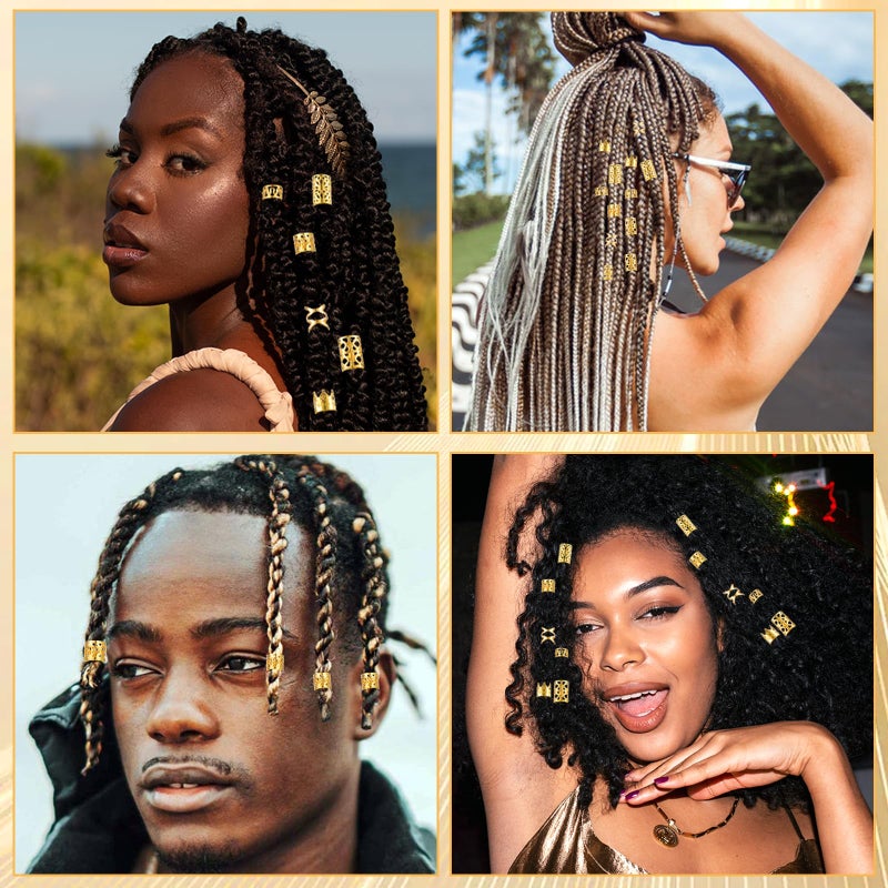 Tyqour 120Pcs Gold Hair Jewelry for Locs, Hair Cuffs for Braids, Hair Clips for Braids, Gold Hair Rings, Adjustable Hair Charms for Braids, Hair Braid Accessories for Women Men Braids Decoration - Image 3